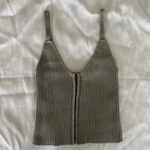 ZARA GREY RIBBED CROPPED TANK